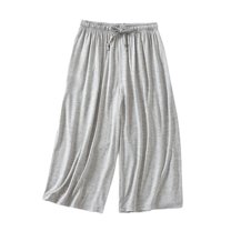 SWSMCLT Women's Pajama Bottom Breathable Nightwear Chic Pj Capri Fall Home Comfy Modest Medium Waist Light Grey Small