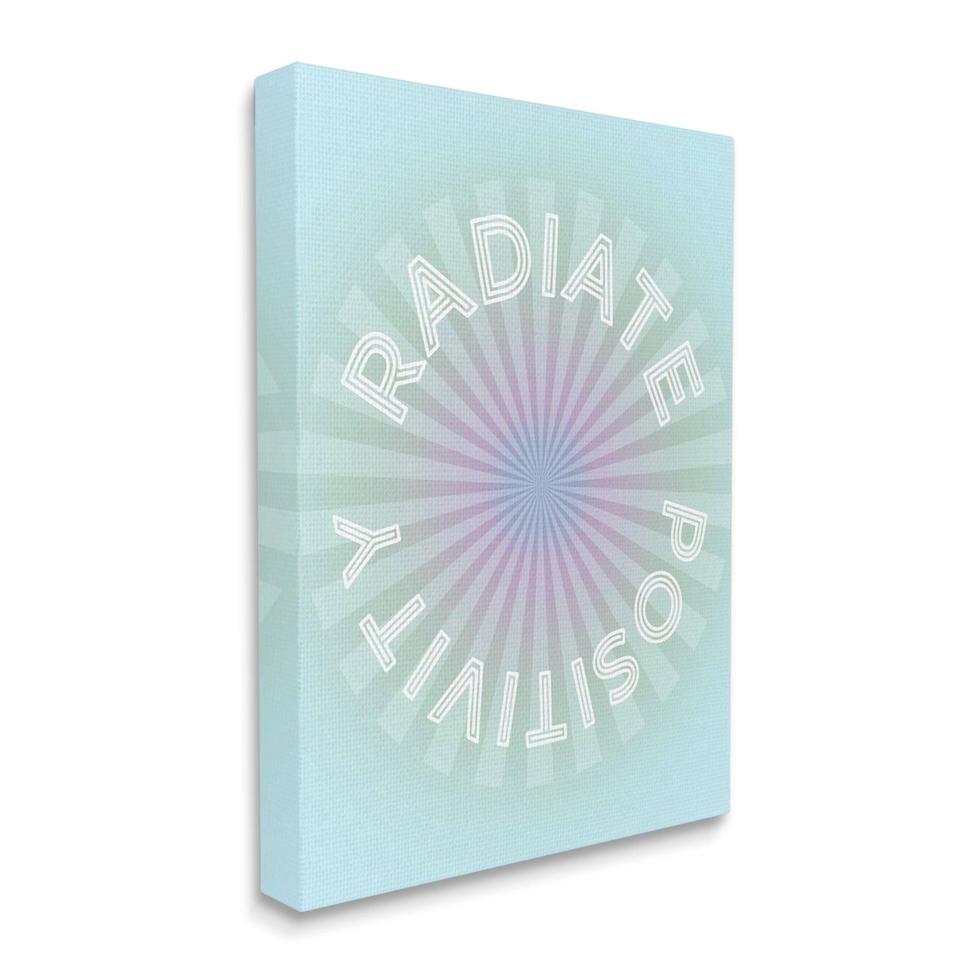 Stupell Industries Radiate Positivity Blue Geometric Religious Painting Gallery Wrapped Canvas Print Wall Art