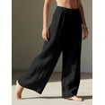 thumbnail image 3 of Pantalón palazzo de lino ligero para mujer LOMON, negro, talla L, 3 of 6