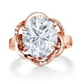 thumbnail image 2 of Gem Stone King 18K Rose Gold Plated Silver  Ring Set with Oval Moissanite (5.22 Cttw), 2 of 5