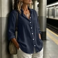 thumbnail image 6 of DeHolifer Shirts for Women Button Down Long Sleeve Dress Shirts Collared Blouses Work Casual Solid Tunic Tops Navy XL, 6 of 7