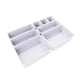 thumbnail image 1 of 8pcs / set Divisor de cajones Caja de almacenamiento de plástico Bandeja de inserción Suministros de organizador para el hogar de oficina, Blanco Inevent HA002107-01, 1 of 2