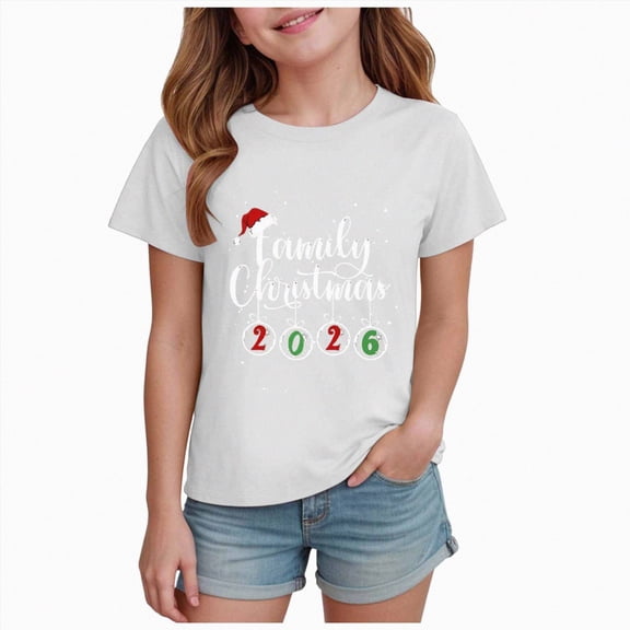 7-8T Child Christmas T-Shirt for Boys Girls Graphic Tee Top Festive Christmas Matching Tee 1T 2T 3T 4T 5T 6T 7T 8T 9T 10T 11T 12T 13T 14T Boys Girls Clothes