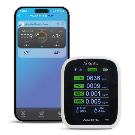 AcuRite WiFi Indoor Air Quality Monitor (8-in-1) for Particulate Matter (PM1.0, PM2.5, PM10), CO2, HCHO and TVOC and Remote IAQ Monitoring (17012M)