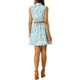 thumbnail image 4 of INSPIRE CHIC Women's Floral Printed Half Placket Knee Length Sleeveless Spring Belted Dress XS Light Blue-Blue Floral, 4 of 9