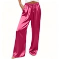 thumbnail image 3 of Bovxnpu Womens Pajama Pants Silk Satin Sleep Bottoms Pajama Pants Satin Wide Leg High Waist Drawstring Pocketed Sleepwear, 3 of 8
