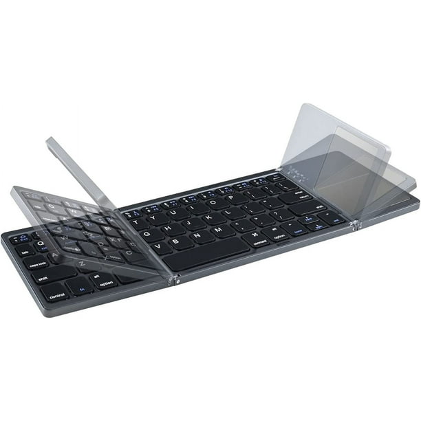 Innotech Teclado Bluetooth Plegable c/Panel Táctil, Inalámbrico, Portátil, Recargable, Tamaño Completo, Ultrafino, de Bolsillo, p/Tableta Android, Windows, iOS, Teclado Bluetooth 3 Pliegues