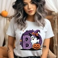 thumbnail image 2 of BOO Ghost Halloween Shirt Cute Witch Hat Pumpkin Spider Tee, Heliconia, Size M, 2 of 6