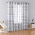 thumbnail image 2 of Buffalo Plaid Curtains Linen Checked Curtain Drapes Semi-Sheer Rustic Window Treatment Sets Farmhouse Panels for Living Room Bedroom Kitchen French Door, 52" W x 95" L,Grey,2 Panels, 2 of 7