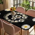 thumbnail image 3 of Black Daisy Bees Table Cloths for 6 Foot Rectangle Tables, Spring Farmhouse Honey Floral Rings Patio Waterproof Elastic Fitted Tablecloths, Washable Rectangular Table Cover for Camping, 3 of 8