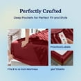 thumbnail image 2 of California Design Den 100% Cotton Queen Sheets Set - 400 Thread Count Sateen, 4 Piece Deep Pocket Set - Fiery Red Sheet Set, 2 of 8