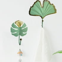 OATIPHO 2Pcs Nordic Style Leaf Shaped Hooks Sturdy Iron Wall Hooks for Clothes and Hats Home Use