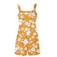 thumbnail image 5 of Women Summer Romper Casual Elegant Flowers Print Tank Top Short Jumpsuit with Pocket Zip Back Tie Knot Front Loose Outfits, Yellow, XXXL, 5 of 5