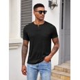 thumbnail image 2 of COOFANDY Men Short Sleeve Casual T Shirt Basic Solid Button Henley Daily Shirt with Pocket, 2 of 9