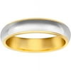 Two-Tone Medium Dome Flat Edge Wedding Band