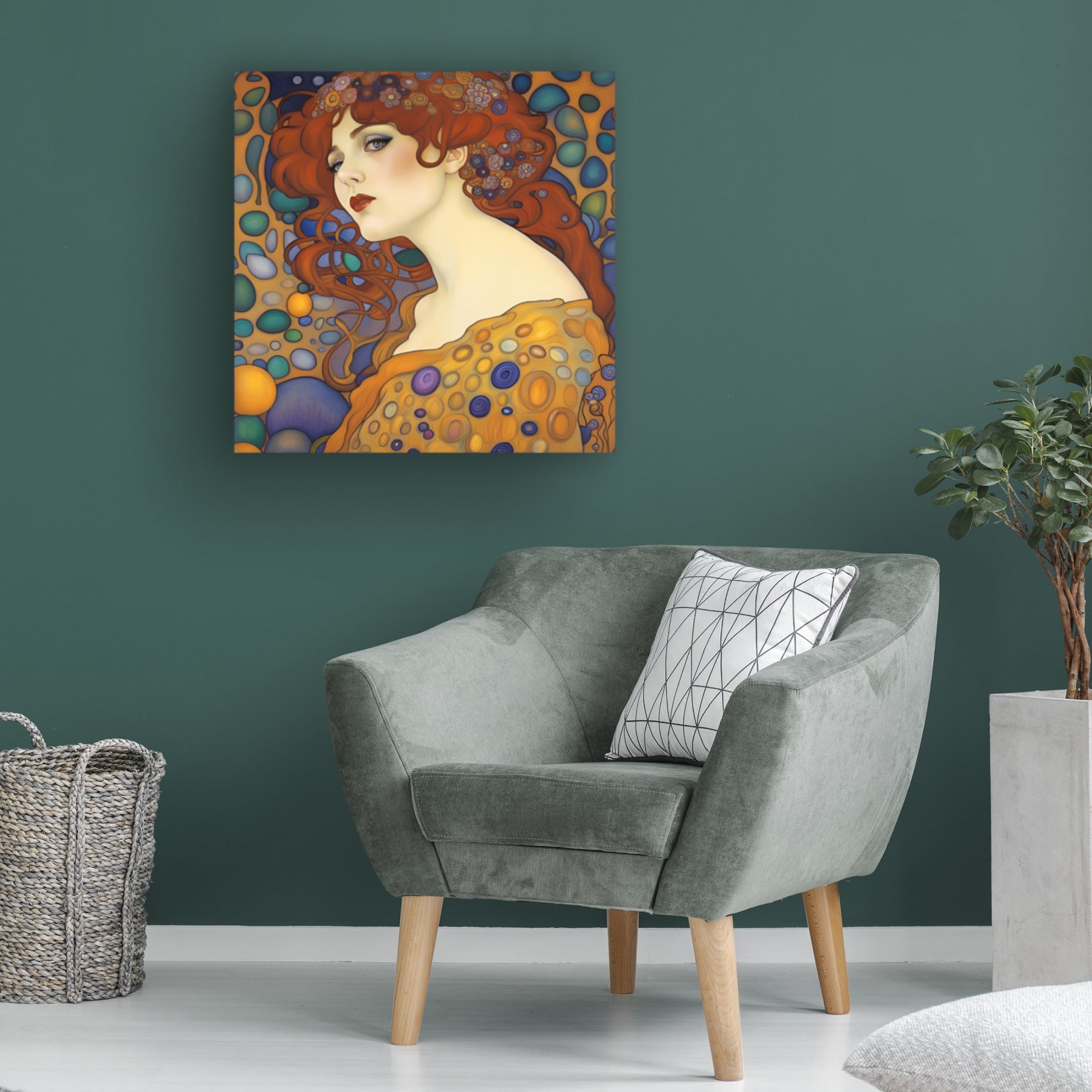 Canvas Wall Art - Tina Lavoie 'Art Nouveau Beauty III' Wall Art for Living Room, Bedroom, or Office Décor by Trademark Fine Art - 14 x 14 Inches