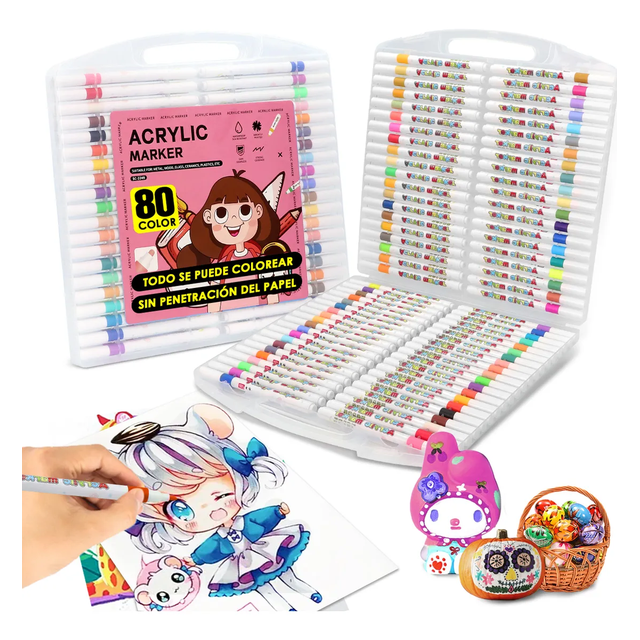 80 Colores Marcadores Acrílica Tinta A Xtellar multicolor