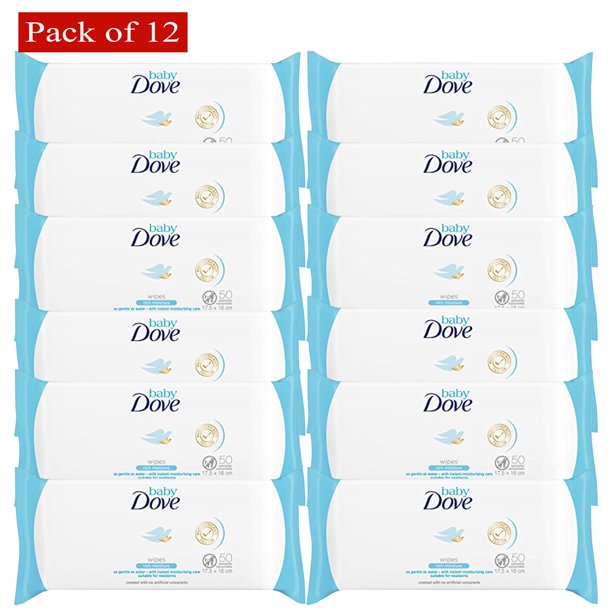 Dove Baby Wipes Rich Moisture, 50 Wipes Pack of 12