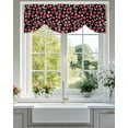 thumbnail image 2 of Red Strawberry Tie Up Valances Curtain, Adjustable Kitchen White Flowers Leaves Black Background Valances for Windows Decor, Rod Pocket Short Curtains Set for Bedroom/Bathroom, 60"x18", 2 of 8