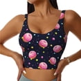 thumbnail image 2 of Picia Cartoon Donut Planets Sports Bra for Women,Padded Strappy Sports Bras Medium Support Yoga Bra with Removable Cups,Running Yoga Bra-Small, 2 of 9