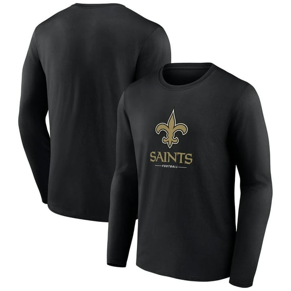 Men's Black New Orleans Saints Logo Team Lockup Long Sleeve T-Shirt