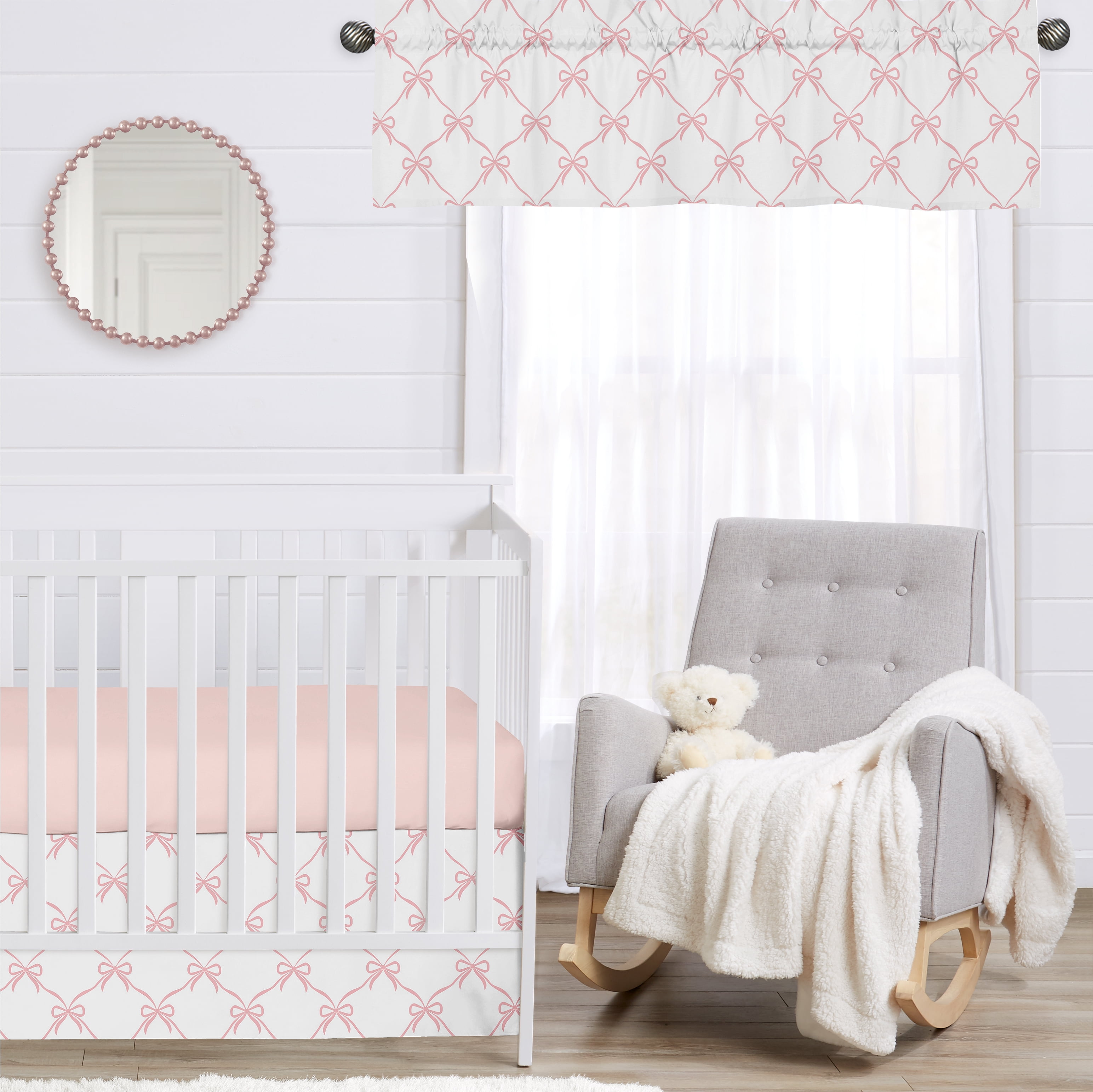 Sweet Jojo Designs Ballerina and Ballet Bows Girl Dust Ruffle Crib Skirt