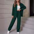 thumbnail image 2 of Diufon 2 Piece Lounge Sets for Women Lapel Long Sleeve Shirts with Pockets Elastic Waist Pants, 2 of 4