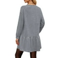 thumbnail image 5 of UVN Fall Dresses for Women Winter Long Sleeve Crewneck Oversized Casual Pullover Patchwork Sweatshirt Dress, 5 of 9