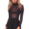 thumbnail image 4 of TheFound Woman's Mesh Perspective Base Tops Turtleneck Long Sleeve T-shirt, 4 of 9