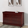 thumbnail image 2 of Benzara Traditional Style Wooden Dresser with Six Drawers, Cherry Brown, 2 of 2