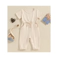 thumbnail image 2 of CIYCuIT Toddler Baby Girls Summer Jumpsuit Short Sleeve Crew Neck Tie Up Waist One Piece Rompers Infant Cute Solid Color Playsuit for Casual Daily 3M 6M 12M 18M 24M 3T, 2 of 9