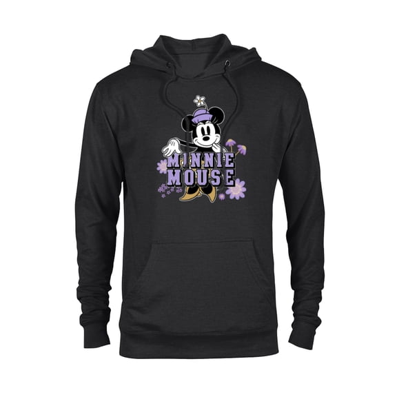 Disney Minnie Mouse Classic Look Floral Spring Flower Garden - Pullover Hoodie for Adults - Customized-Black