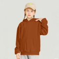 thumbnail image 6 of hotojiny Unisex Kids Plain Hooded Sweatshirt Boys Girls Long Sleeve Pullover Tops Fall Loose Fit Casual Hoodies with Pockets(Coffee aa1,7-8 Years), 6 of 7