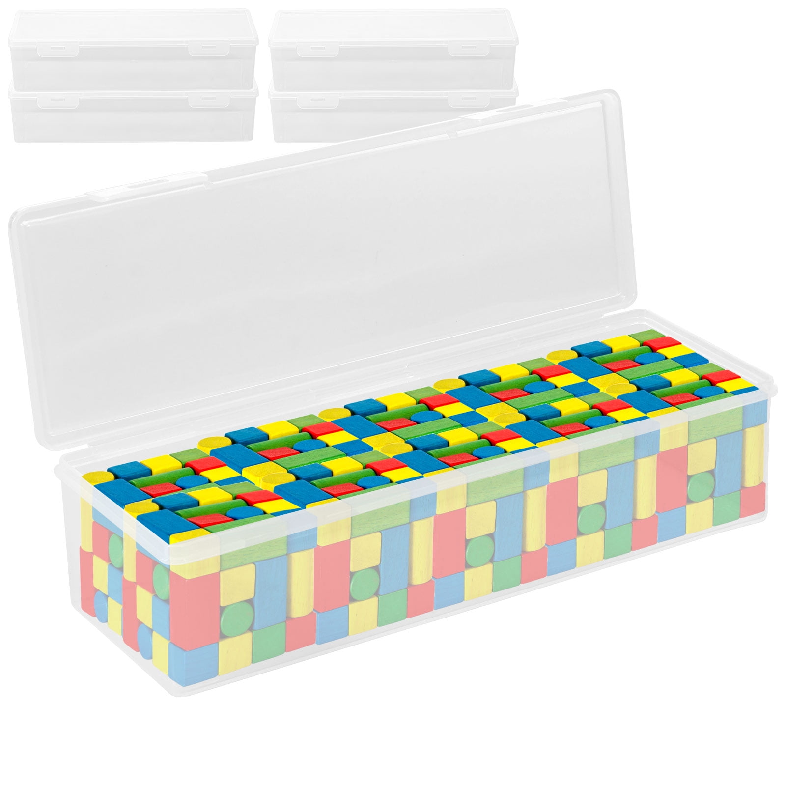 Xdziklosj Building Block Storage Box,4Pack Stackable Plastic Clear