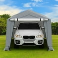 thumbnail image 2 of Costway 10' x 16' Carport Car Canopy Shelter Heavy Duty Outdoor Portable Garage W/Doors, 2 of 8