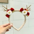 thumbnail image 2 of Yesbay Christmas Headband for Women Fleece Reindeer Antlers Headband with Bow Pompoms for Xmas Party Supplies Halloween Cosplay Accessory, 2 of 8