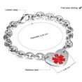 thumbnail image 2 of Customized Stainless Steel Medical Alert ID Heart Bracelet for Women Personalized Name ICE Disease Allergy Awareness Identification Jewelry for Emergency, 8.46 inch, with Aid Bag, 2 of 7