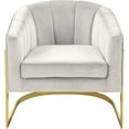 thumbnail image 3 of Meridian Furniture Carter Cream Velvet Accent Chair with Stainless Steel Base, 3 of 9