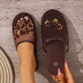 thumbnail image 2 of Mesh Sandals For Women Non-Slip Breathable Comfortable Casual Footwear Summer Slip On Floral Flat Shoes (5.5, Coffee), 2 of 5