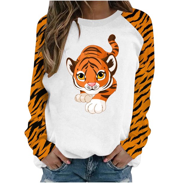 Blusa de manga larga con estampado de cuello redondo para mujer Pompotops gfhjh17128