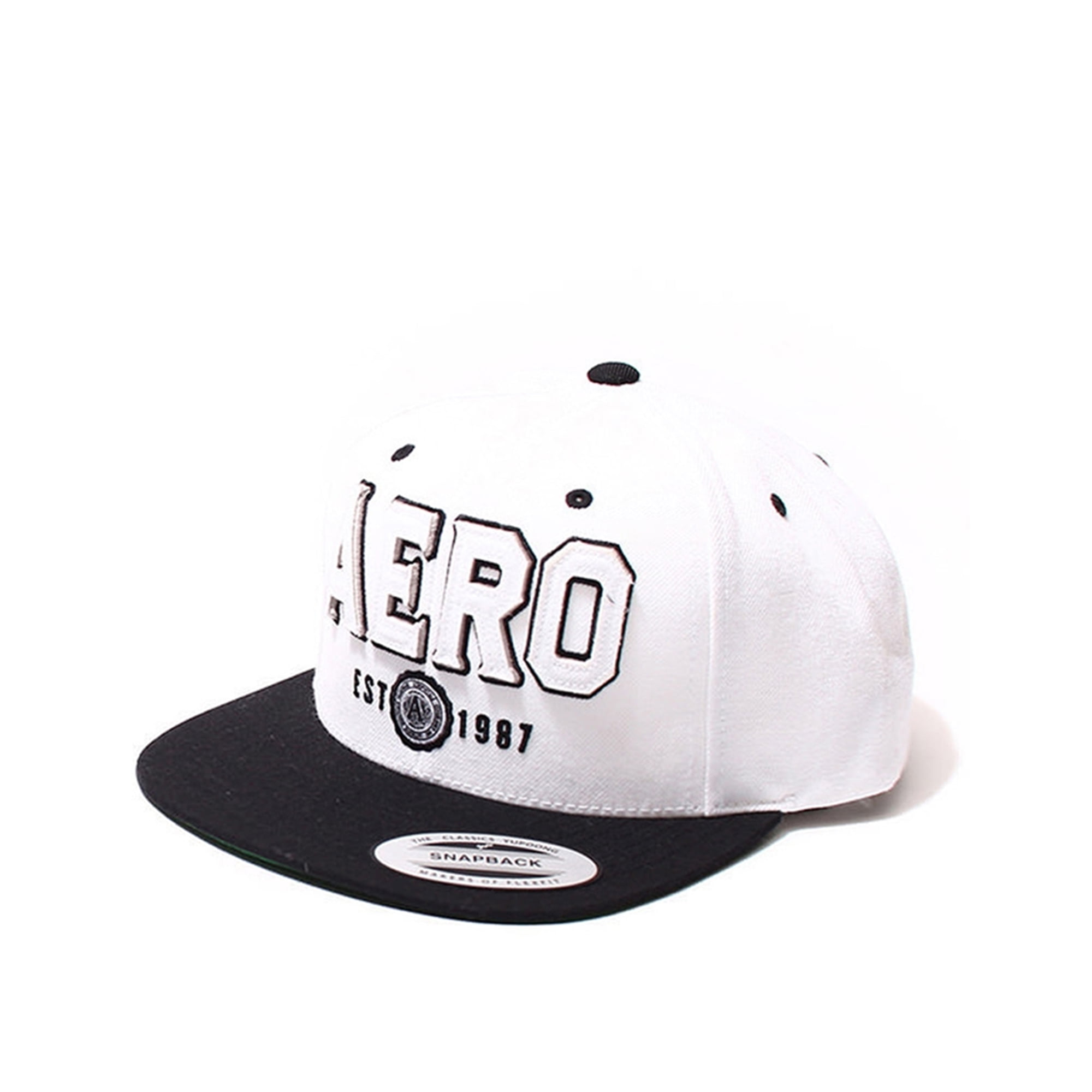 Aeropostale Mens Logo Snapback Gorra de béisbol, Blanco, Talla