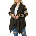 thumbnail image 5 of GRACE & GRANDEUR Women's Plus Size Cardigan Stripe Lightweight Sweater Outerwear 4X Dark Coffee, 5 of 7