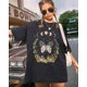 thumbnail image 5 of Camiseta Flafens de gran tamaño, lavada, vintage, retro, para mujer, 5 of 6