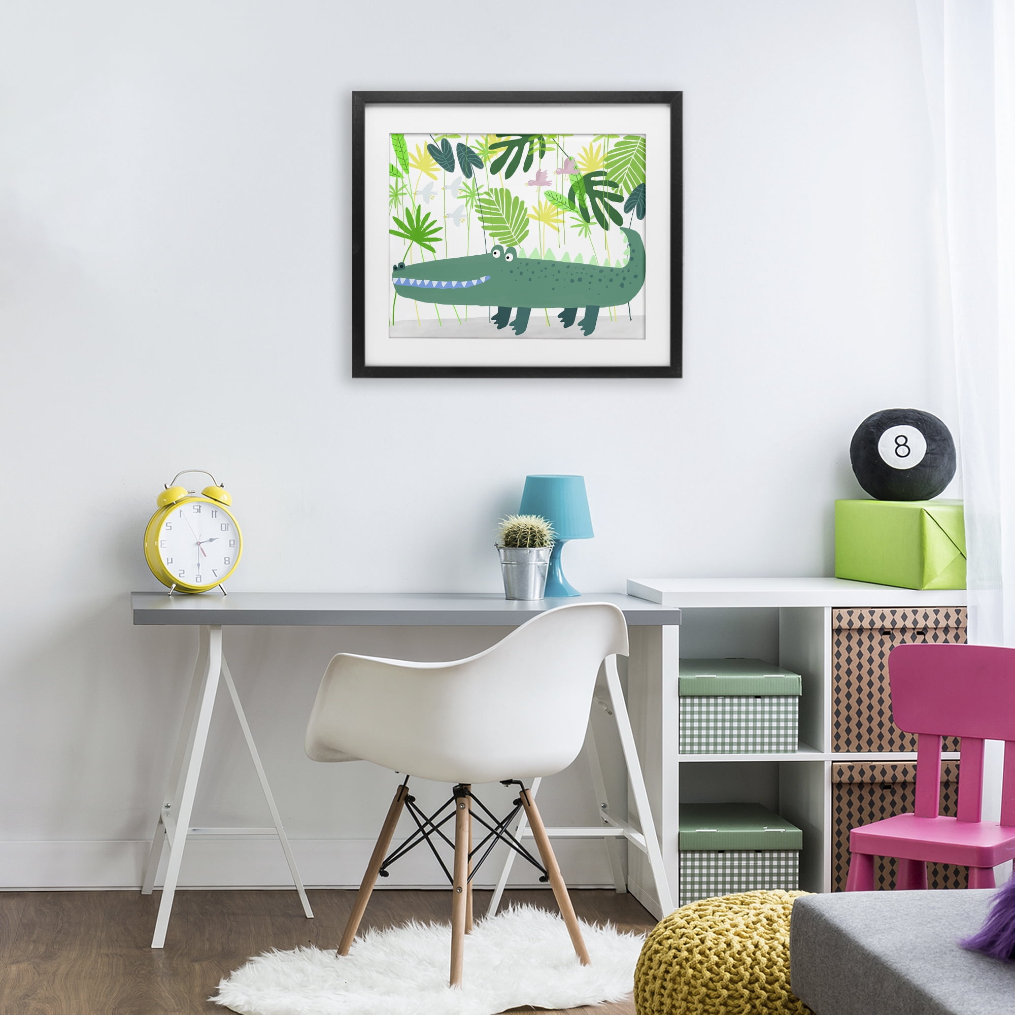 Stupell Industries Crocodile Jungle & Leaves Black Framed Print Under Glass, design by Carla Daly