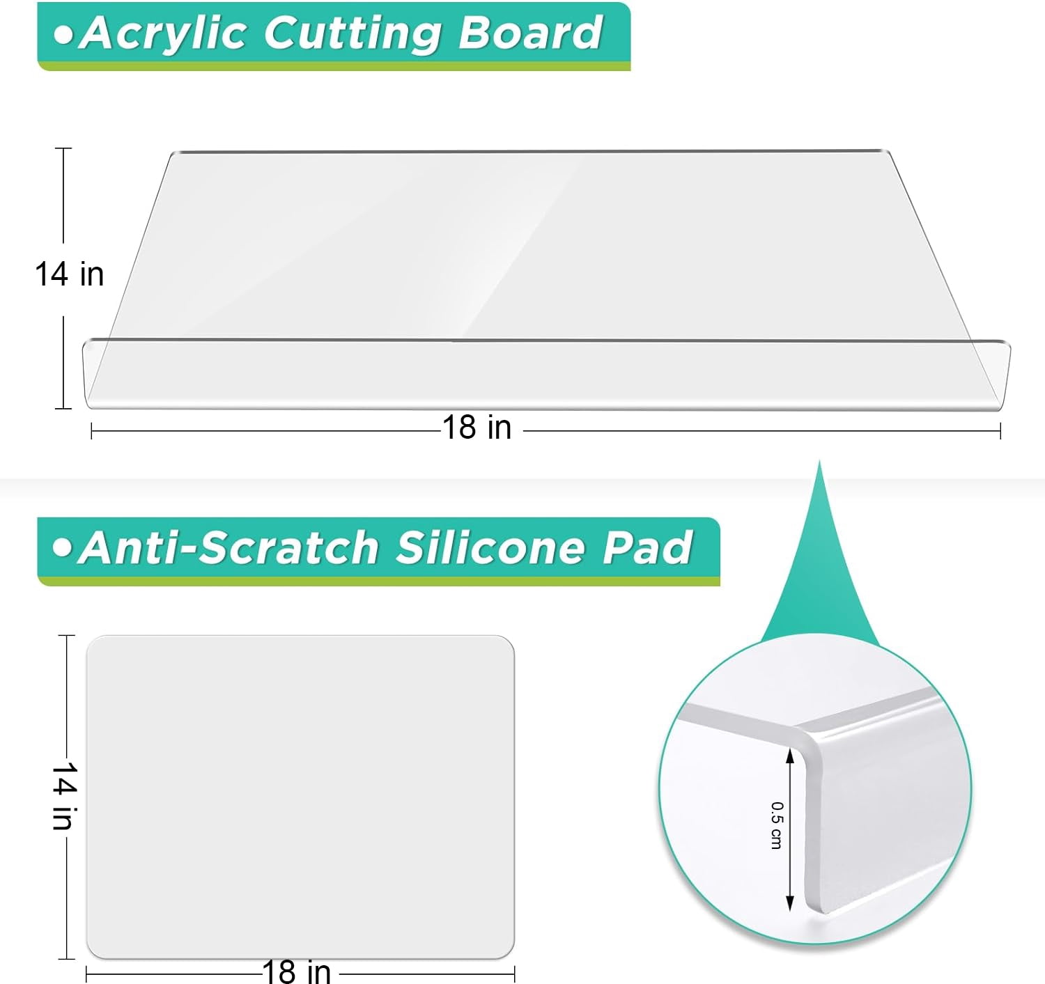 Acrylic Cutting Board with Lip Non Slip Clear Cutting Board Chopping Acrylic Countertop Protector Cover Shatter Resistant for Home Restaurant Kitchen Sink Stove (14x 18 Inch)