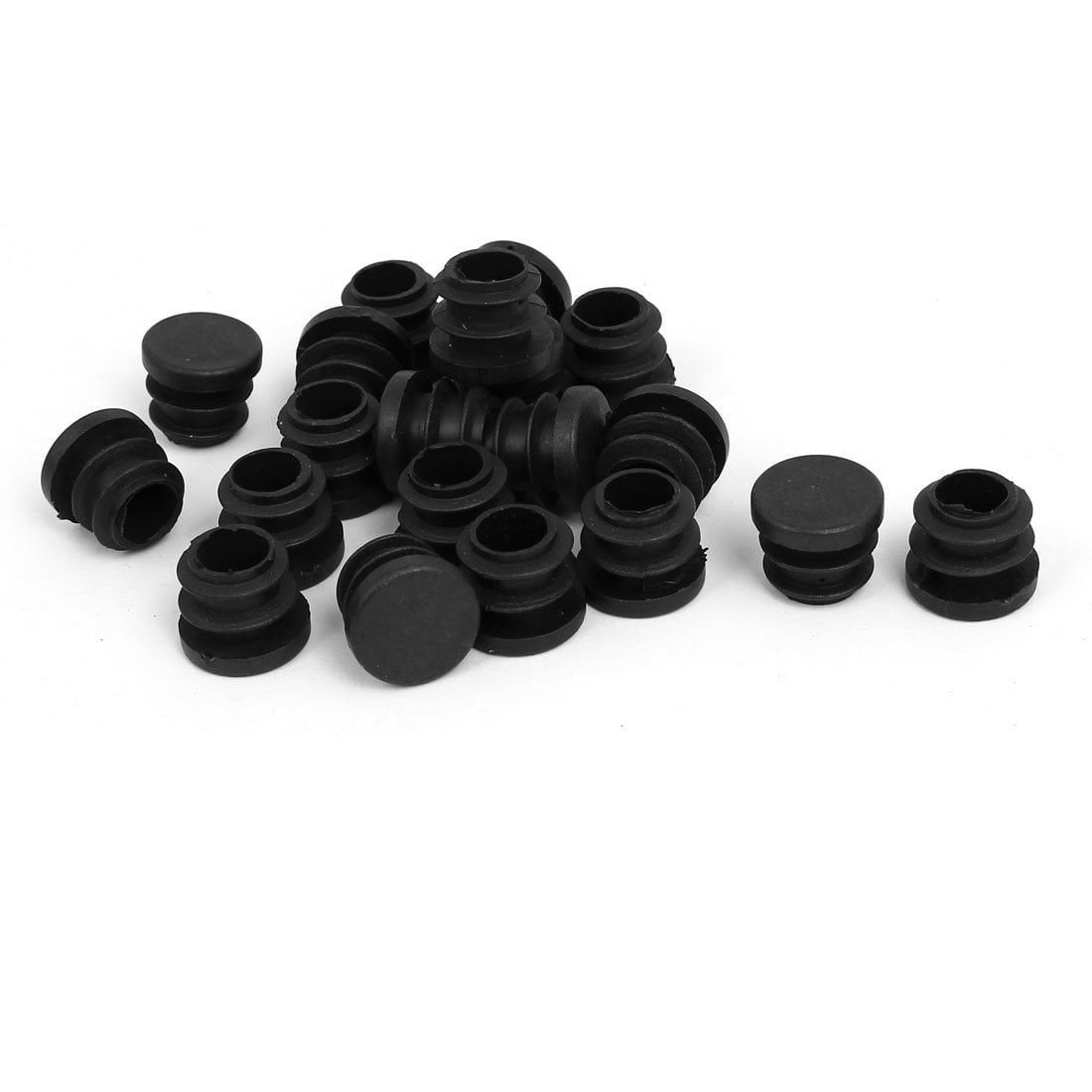 Furniture Table Chair Leg Foot Plastic Round Shape Cover Pads 16mm Dia 20pcs