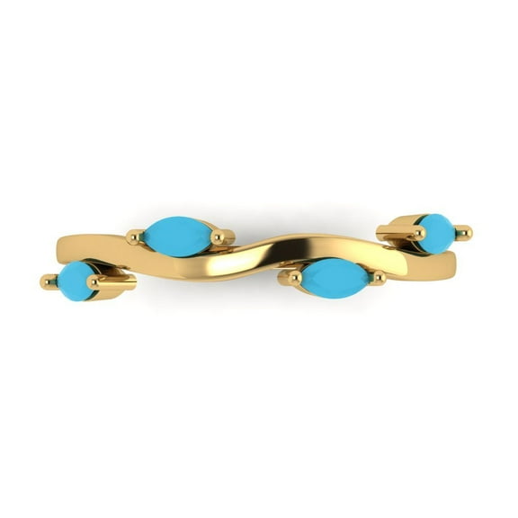 0.4 ctw Wedding Band for Women - 18K Yellow Gold Simulated Turquoise Stackable Eternity Ring