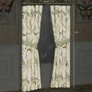 Floral Butterfly Eden Tailored Eggshell Curtain Pair 84 x 84