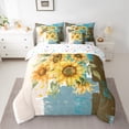 thumbnail image 2 of Homewish Vibrant Sunflower Twin Bedding Sets 7-Piece, Square Abstract Art Bedding Comforter Set, Rustic Farmhouse Reversible Sheet Sets, Breathable Home Decor, 2 of 7