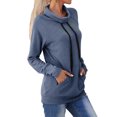 thumbnail image 4 of Worallymy - Sudadera de punto con cuello alto y manga larga a rayas para mujer con cordón Worallymy JD735906133, 4 of 6
